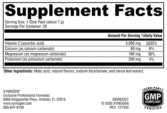 XYMOGEN 3000mg buffered vitamin C powder with minerals for immune support