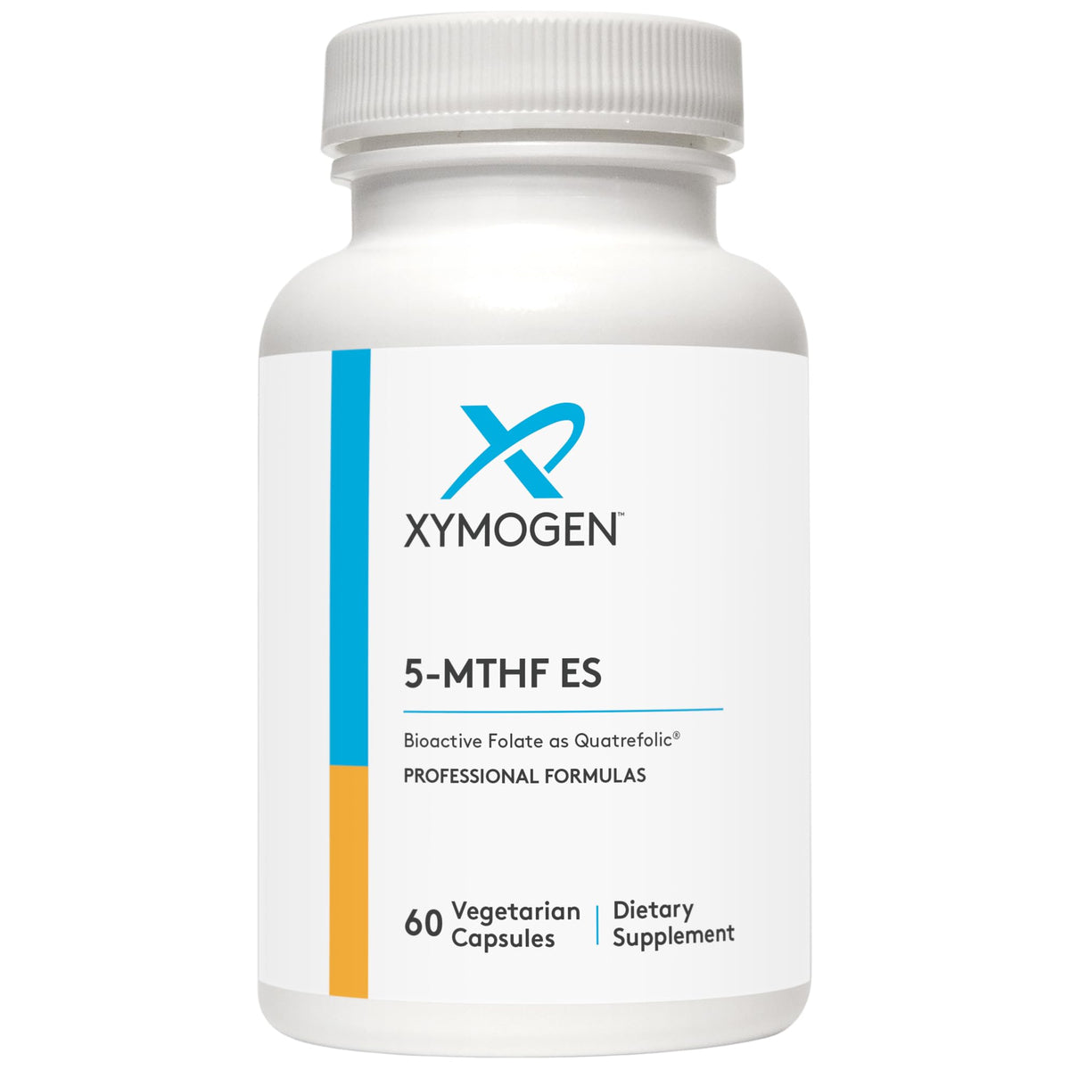 XYMOGEN 5-MTHF ES bottle front showing high potency folate for methylation support