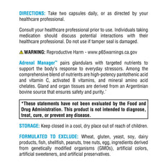 XYMOGEN Adrenal Manager capsules close-up showing easy-to-swallow form.