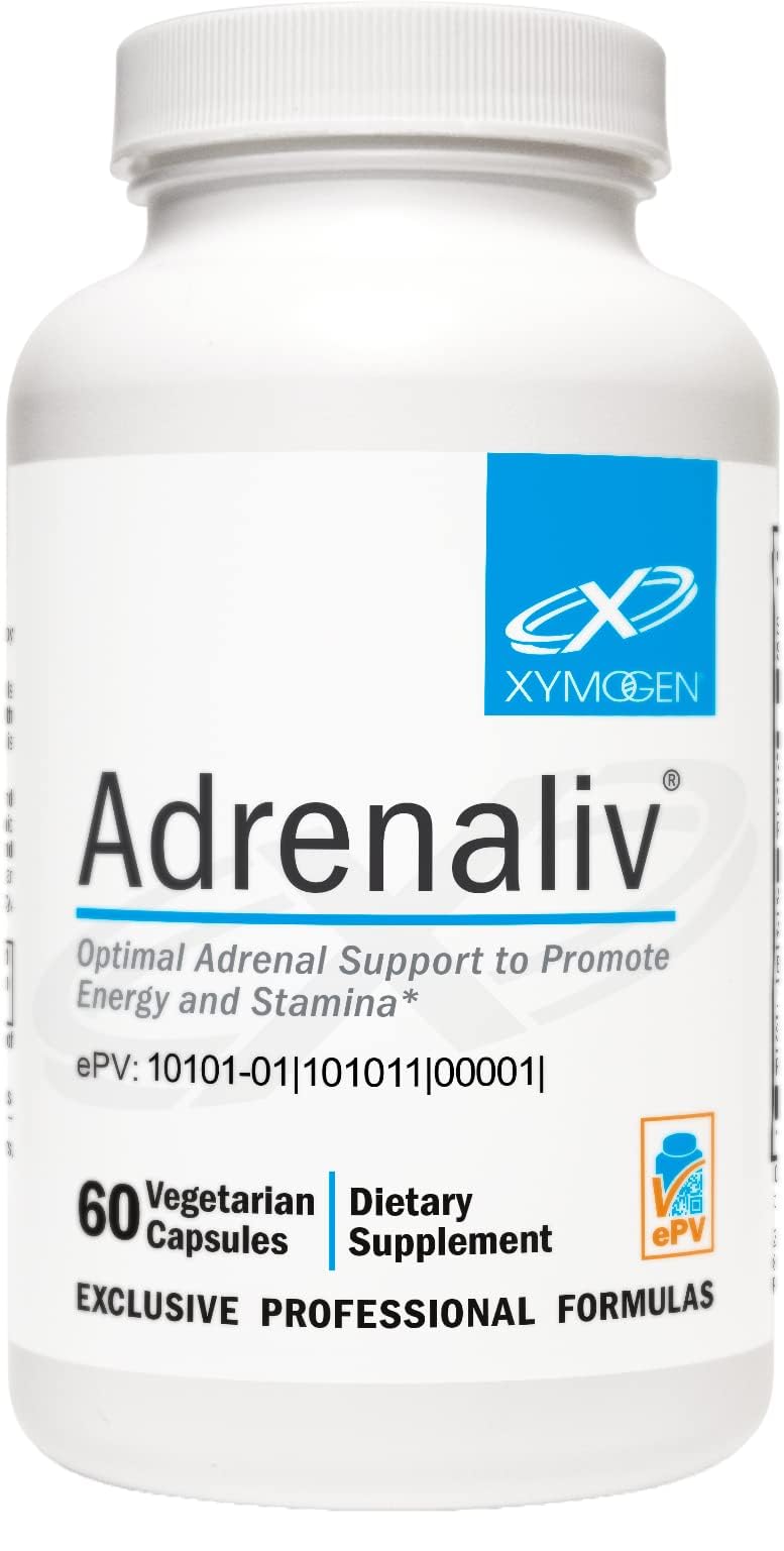 XYMOGEN Adrenaliv bottle front view signaling energy support potential.