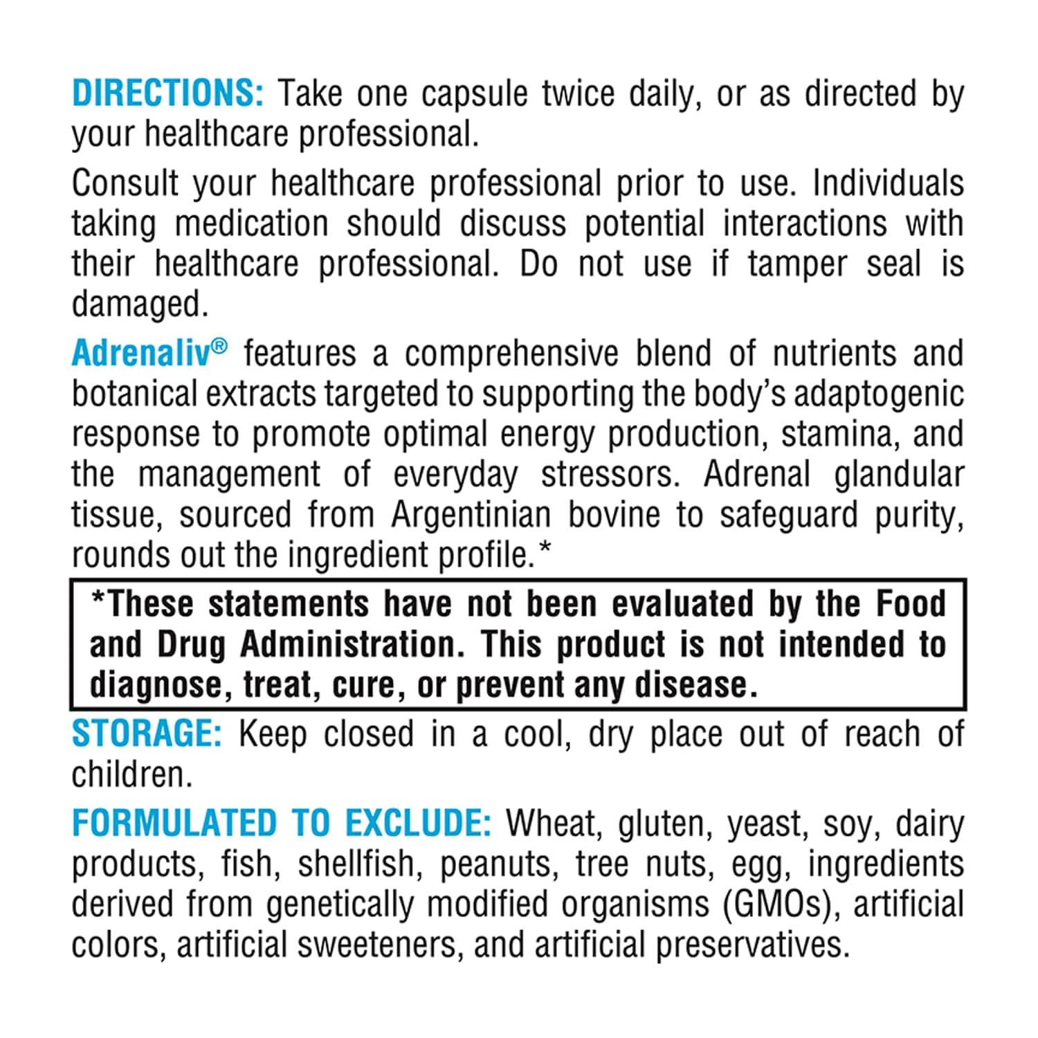 XYMOGEN Adrenaliv bottle with scoop illustrates simple daily dosing.