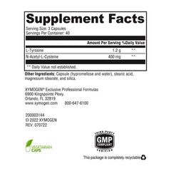 XYMOGEN AdrenaMax ingredients panel lists NAC and L-tyrosine