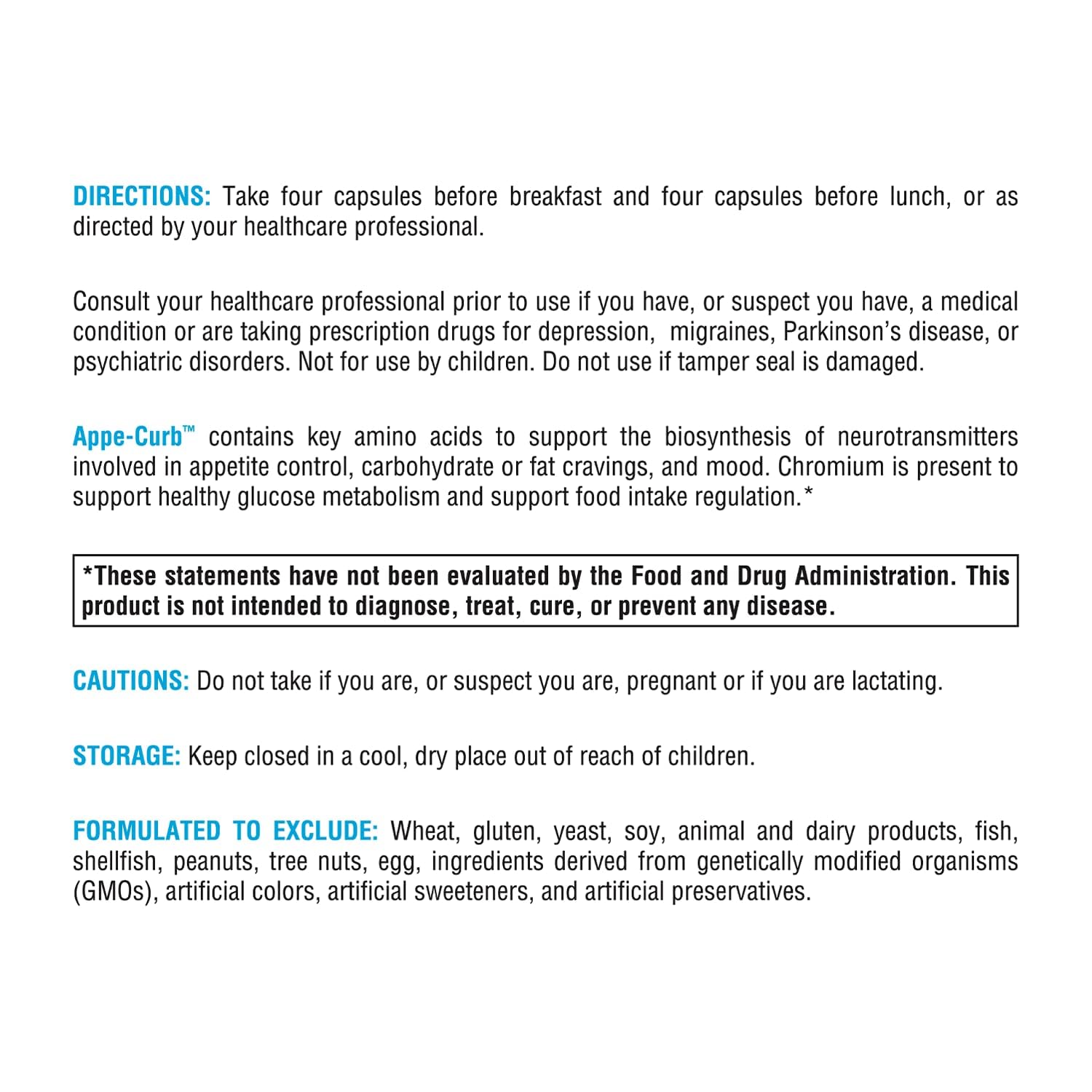 XYMOGEN Appe-Curb bottle back shows ingredient highlights for metabolism and mood.
