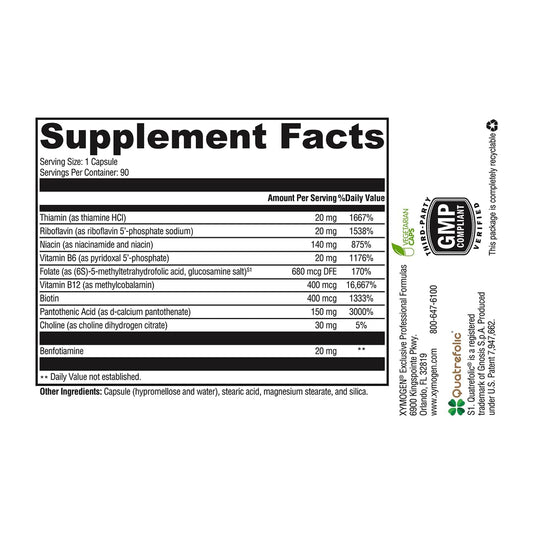 XYMOGEN B Activ capsules-closeup highlighting premium B vitamins for energy and mood support.