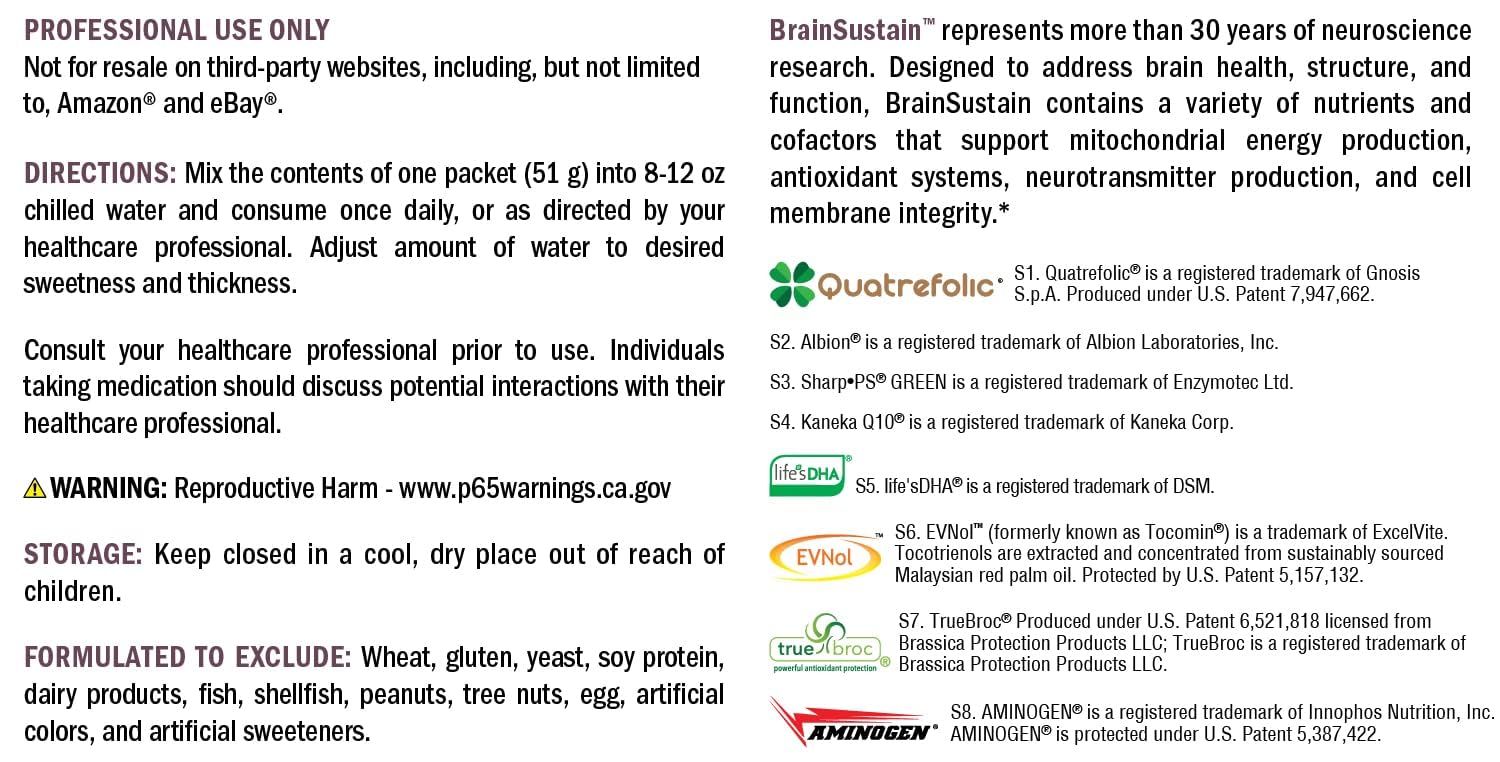 BrainSustain packaging emphasizes brain health support and clean ingredients.