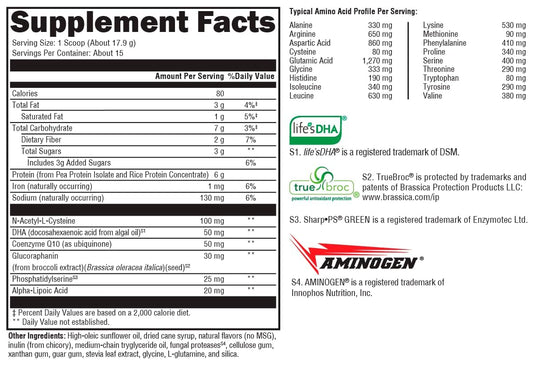 XYMOGEN BrainSustain for Kids ingredient icons highlighting NAC, ALA, DHA benefits for memory