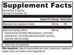 Xymogen ColonX bottle label highlights key ingredients for digestion