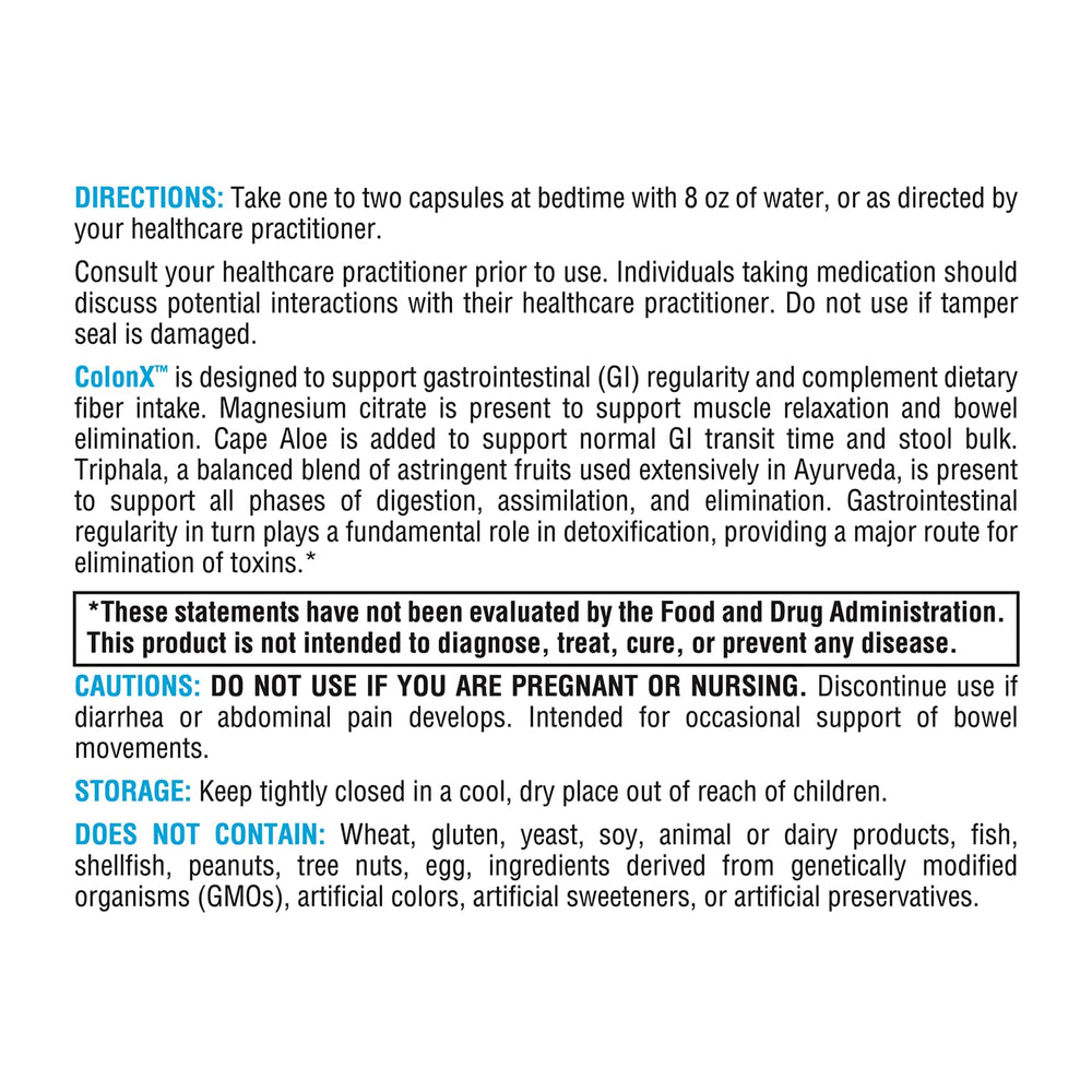 XYMOGEN ColonX Cape Aloe ingredient highlights GI transit support.