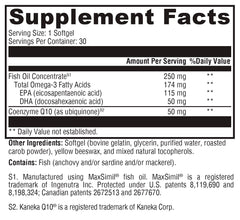 XYMOGEN CoQmax Omega softgels resting in hand for easy daily intake