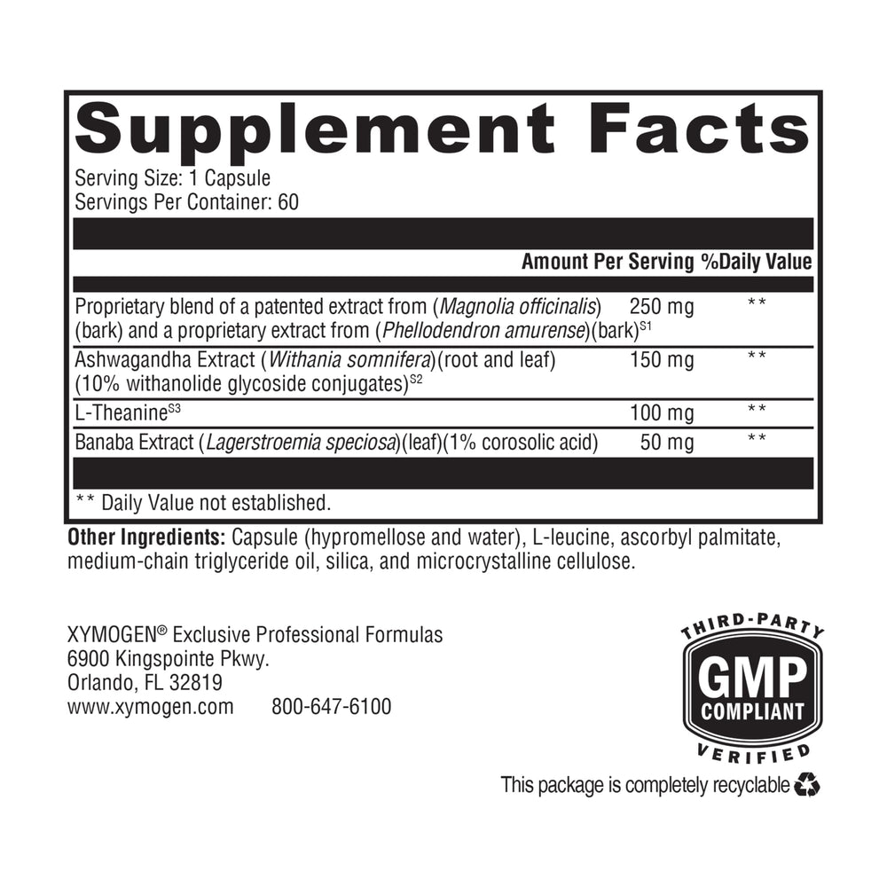 XYMOGEN Cortisolv capsules closeup highlighting convenient daily energy support.