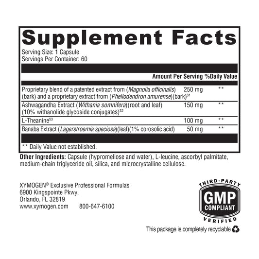 XYMOGEN Cortisolv capsules closeup highlighting convenient daily energy support.