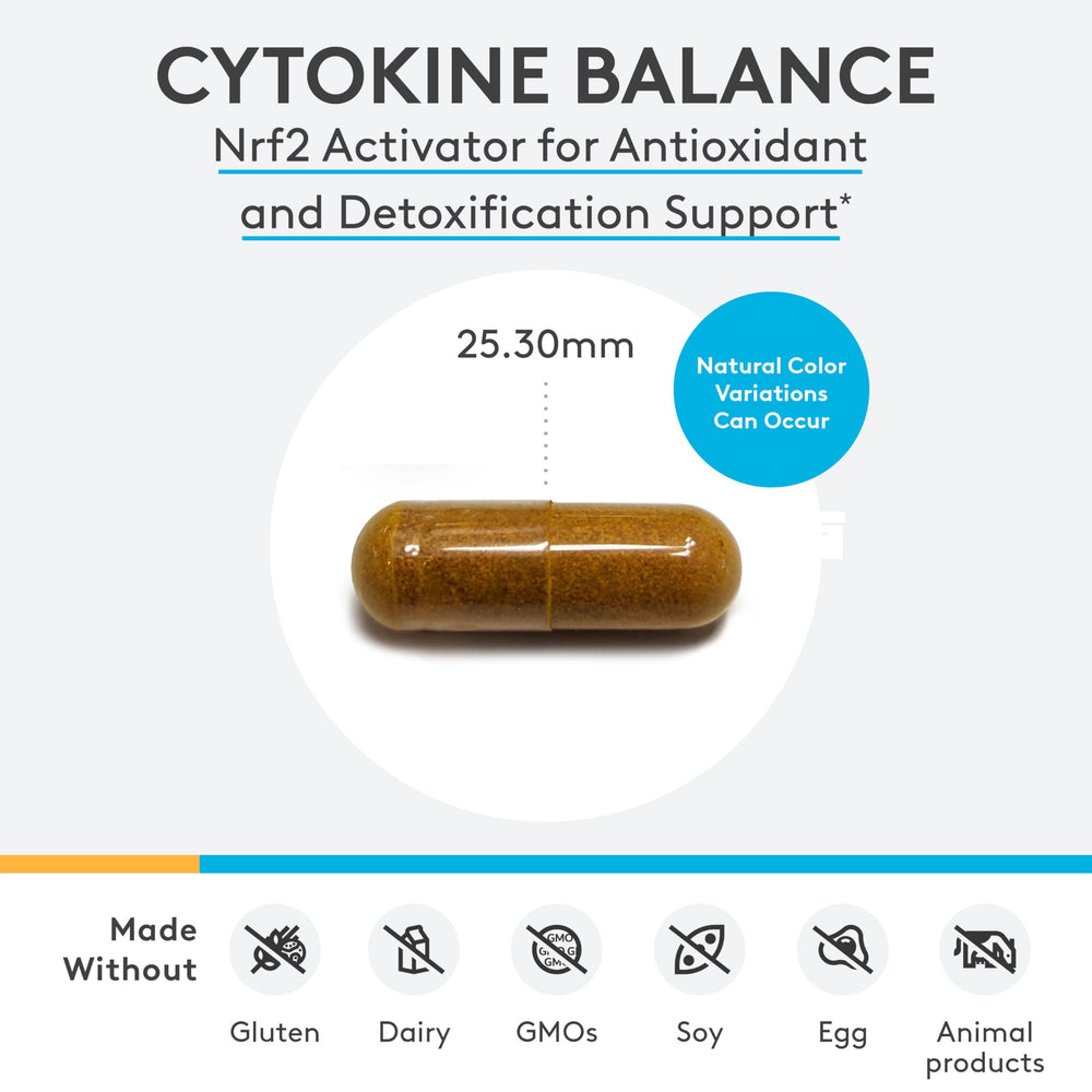XYMOGEN Cytokine Balance capsules close-up illustrating easy daily dosing.