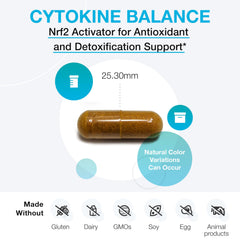 Close-up of trans-Pterostilbene capsules in the Cytokine Balance bottle