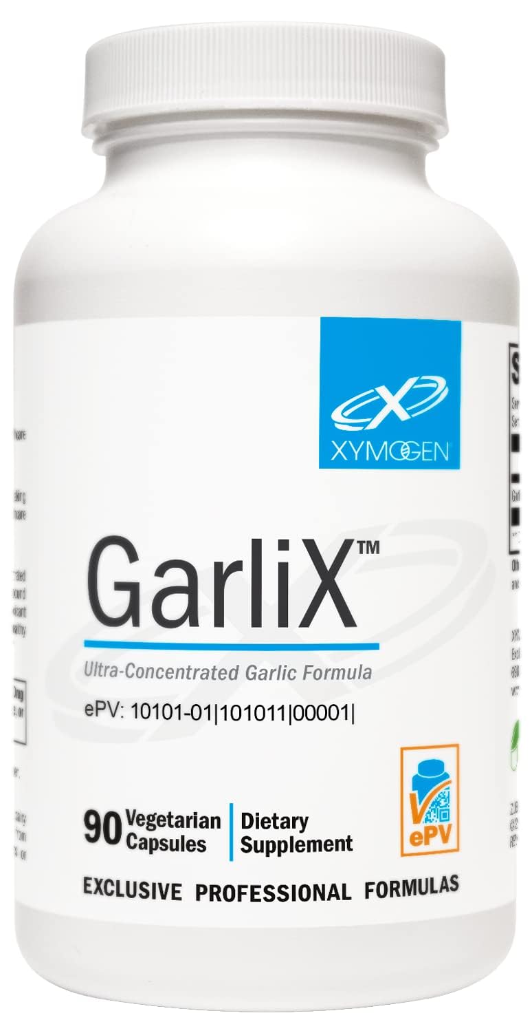 XYMOGEN GarliX bottle front showing ultra-concentrated garlic supplement.