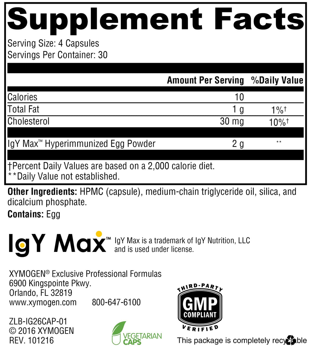 Closeup of XYMOGEN IG 26 capsules highlighting convenient daily use