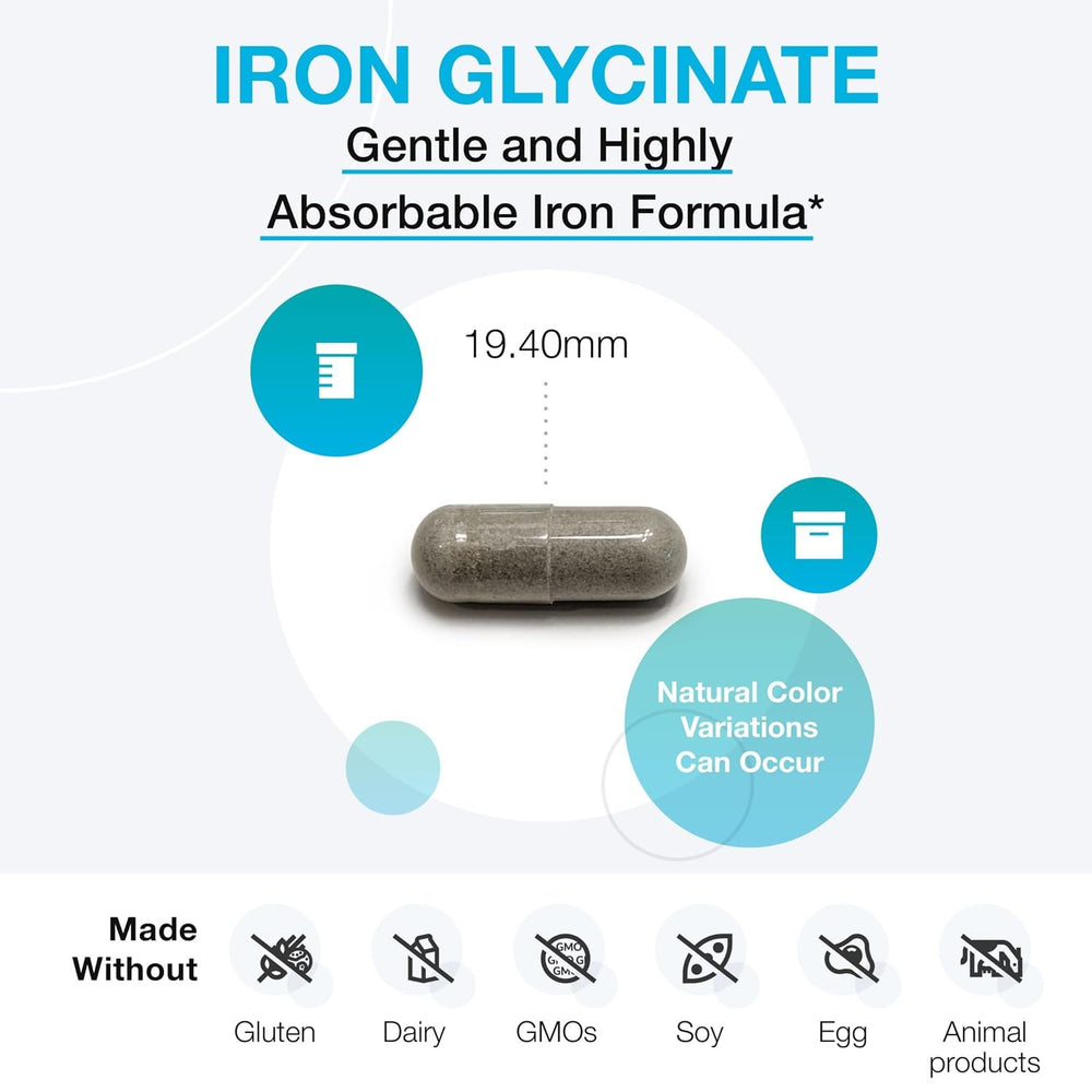 XYMOGEN Iron Glycinate dietary supplement for daily iron intake.