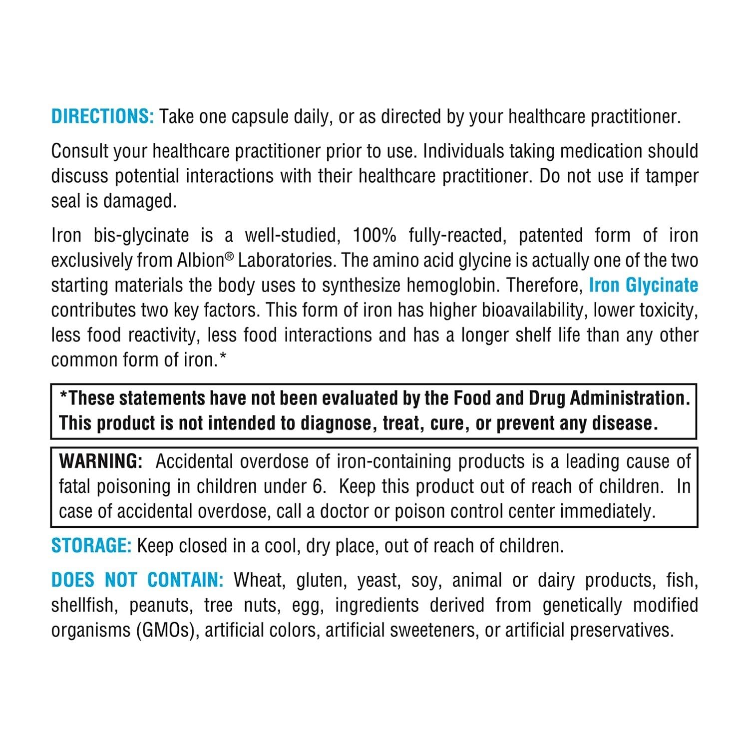 XYMOGEN Iron Glycinate label-front signals vegan-friendly formulation.