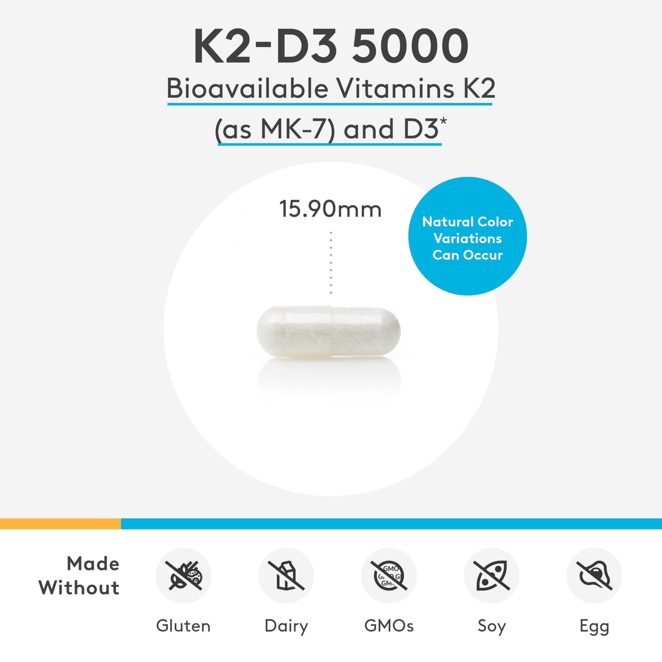 Close-up of XYMOGEN K2-D3 5000 label with MK-7 and D3 details