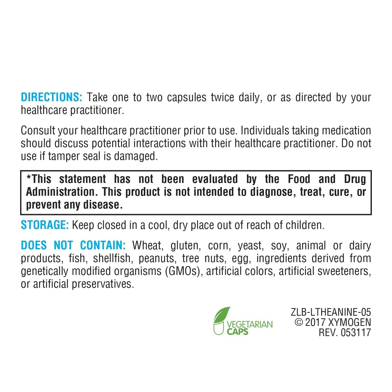 XYMOGEN L-Theanine bottle front label highlighting Suntheanine content