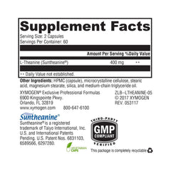 XYMOGEN L-Theanine capsules closeup showing 400 mg per serving