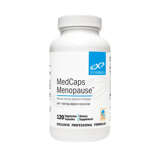 XYMOGEN MedCaps Menopause bottle with dong quai, supporting balanced mood and comfort.