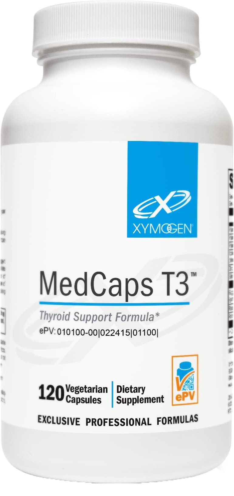 XYMOGEN MedCaps T3 bottle front view showing thyroid support presentation