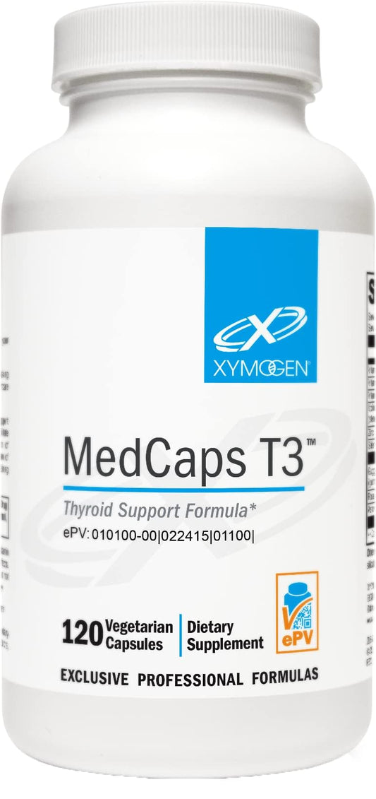 XYMOGEN MedCaps T3 bottle front view showing thyroid support presentation