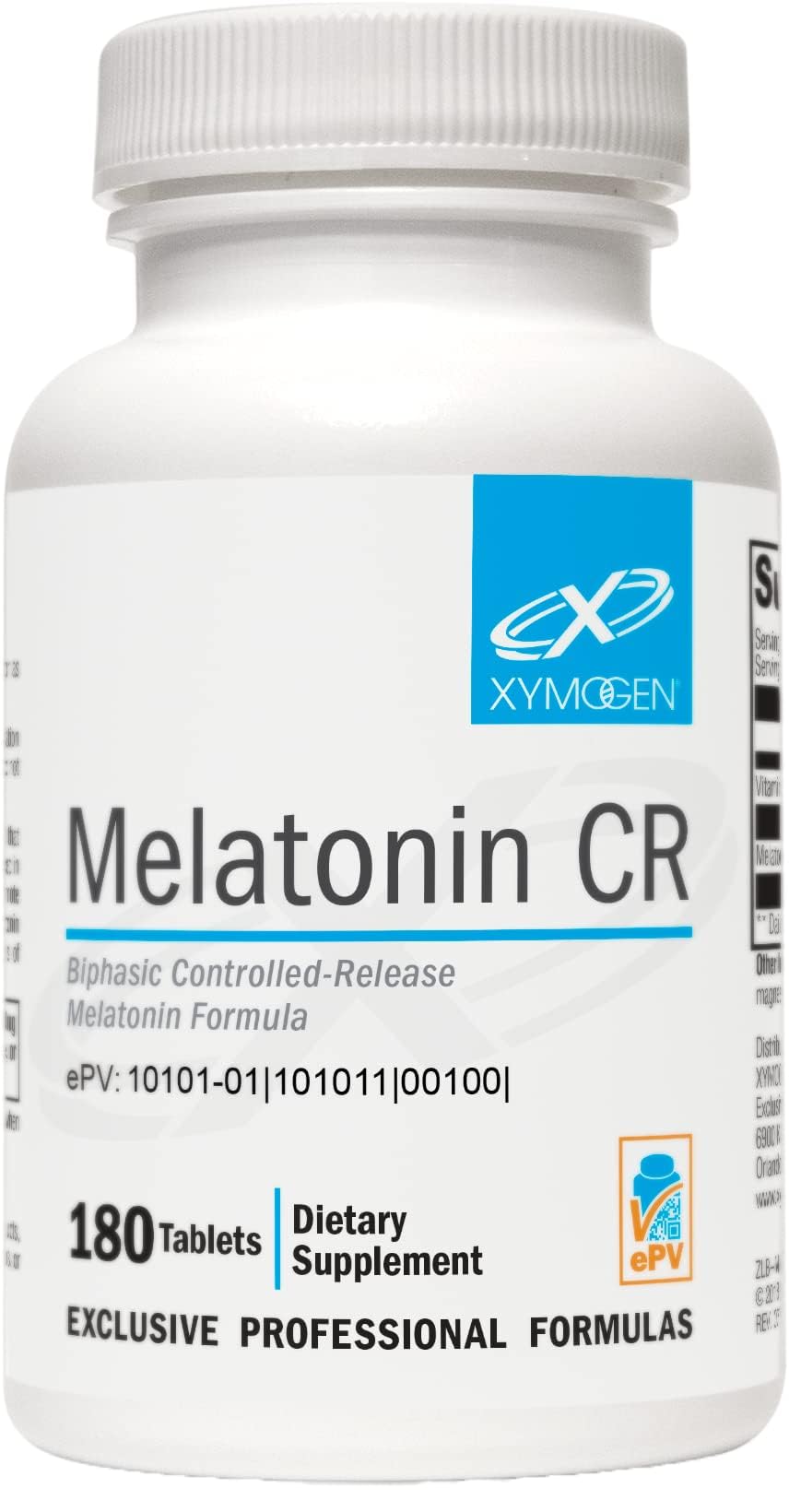 XYMOGEN Melatonin CR bottle front for quick biphasic sleep support.