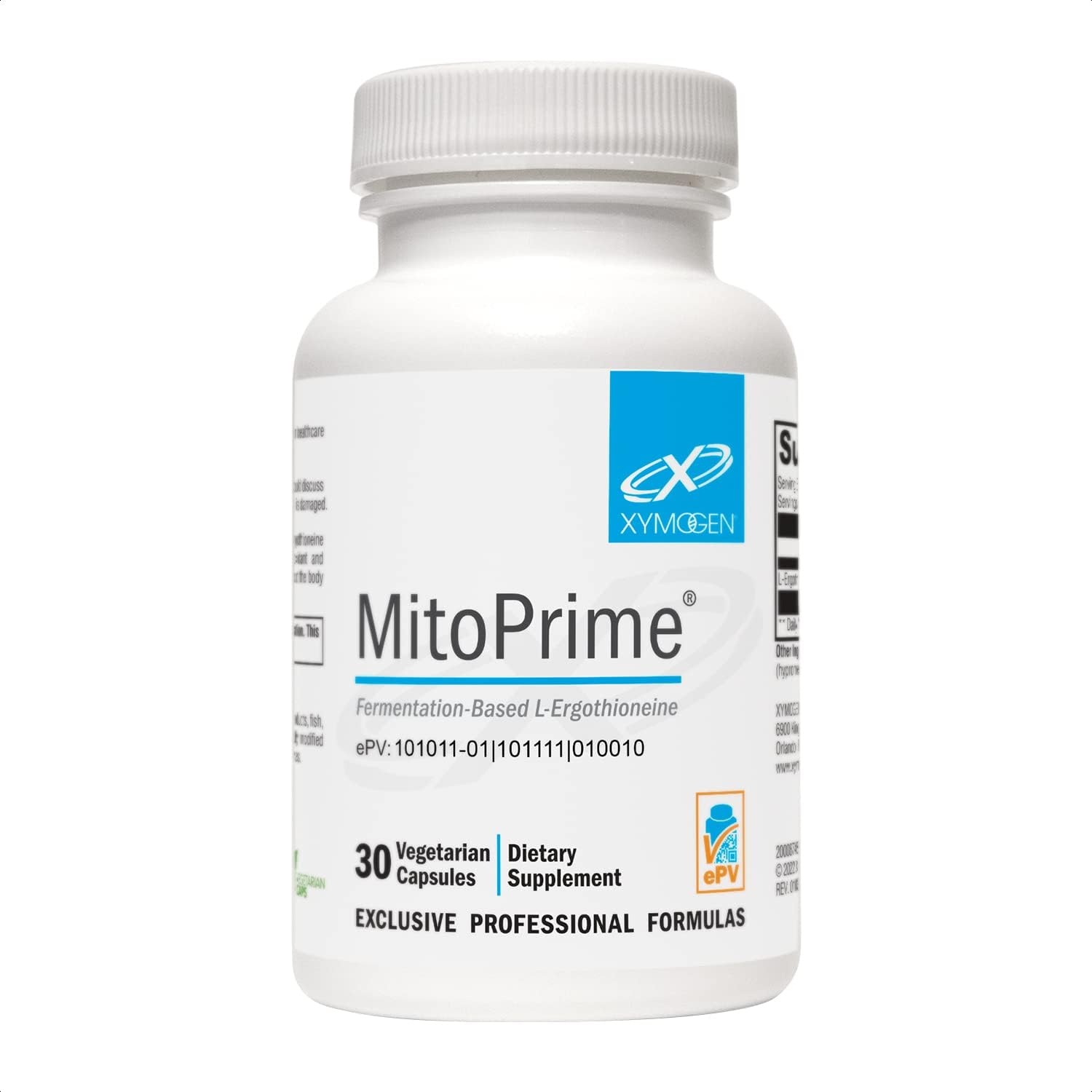 XYMOGEN MitoPrime bottle closeup for daily brain health support