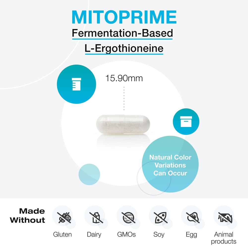 XYMOGEN MitoPrime label detail showing fermentation-based L-ergothioneine