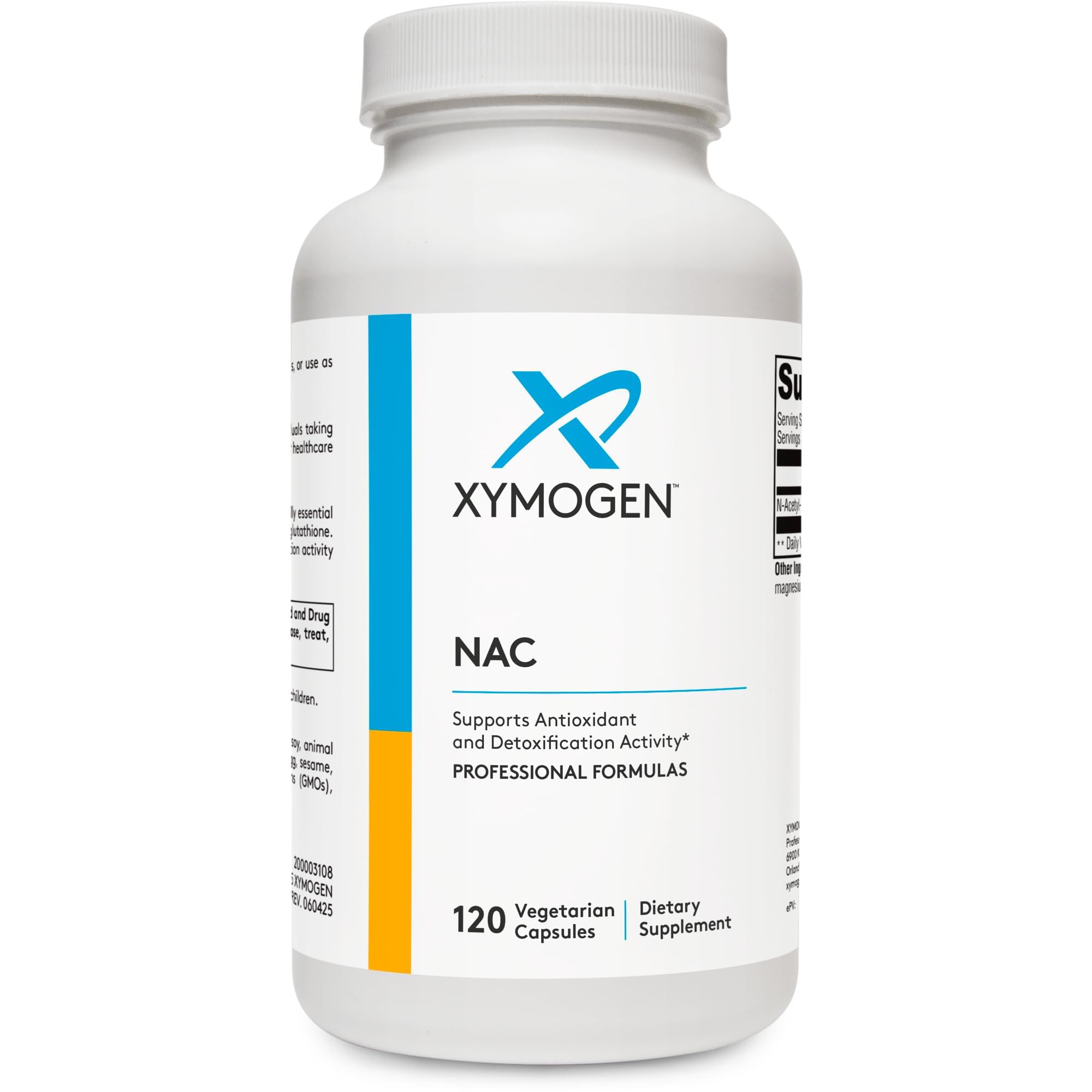XYMOGEN NAC 600mg bottle front for daily antioxidant support.