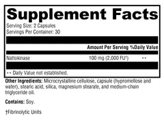 XYMOGEN Nattokinase capsules with water illustrate easy intake.