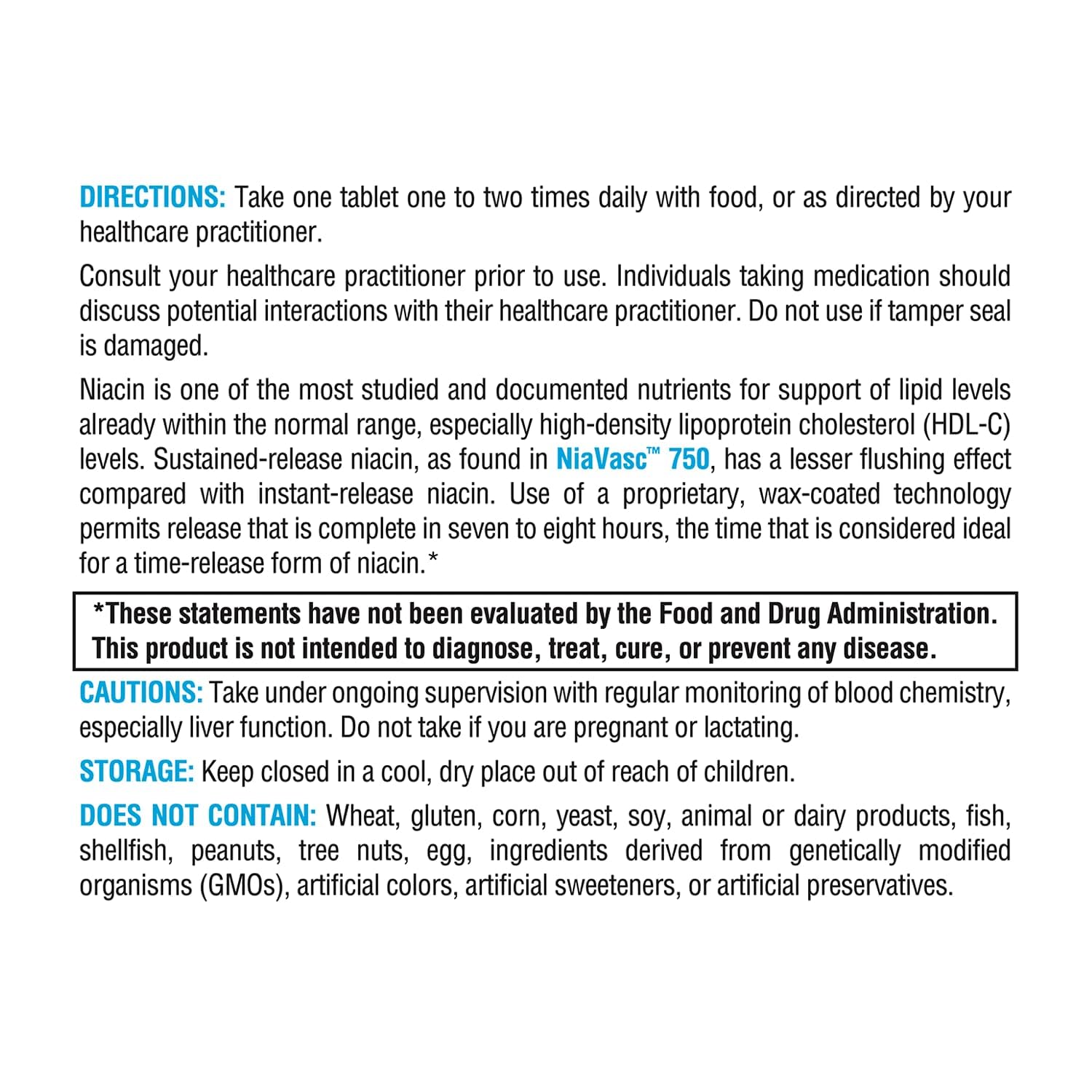 Xymogen NiaVasc ingredients panel lists key ingredients and absence of common allergens