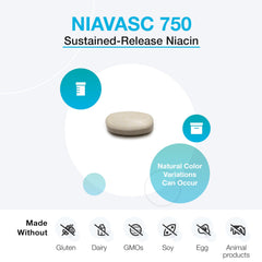 Xymogen NiaVasc label back presents ingredient list and allergen exclusions