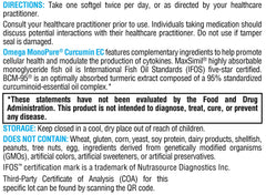 Xymogen Omega MonoPure Curcumin EC packaging shot communicates quality standards and certifications.
