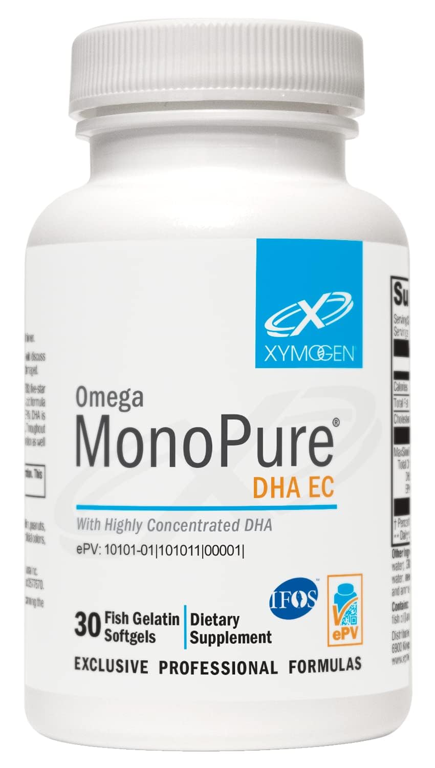 XYMOGEN Omega MonoPure DHA bottle front, premium omega-3 source.