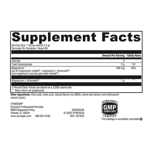 XYMOGEN OptiMag Neuro bottle side view showing premium packaging.