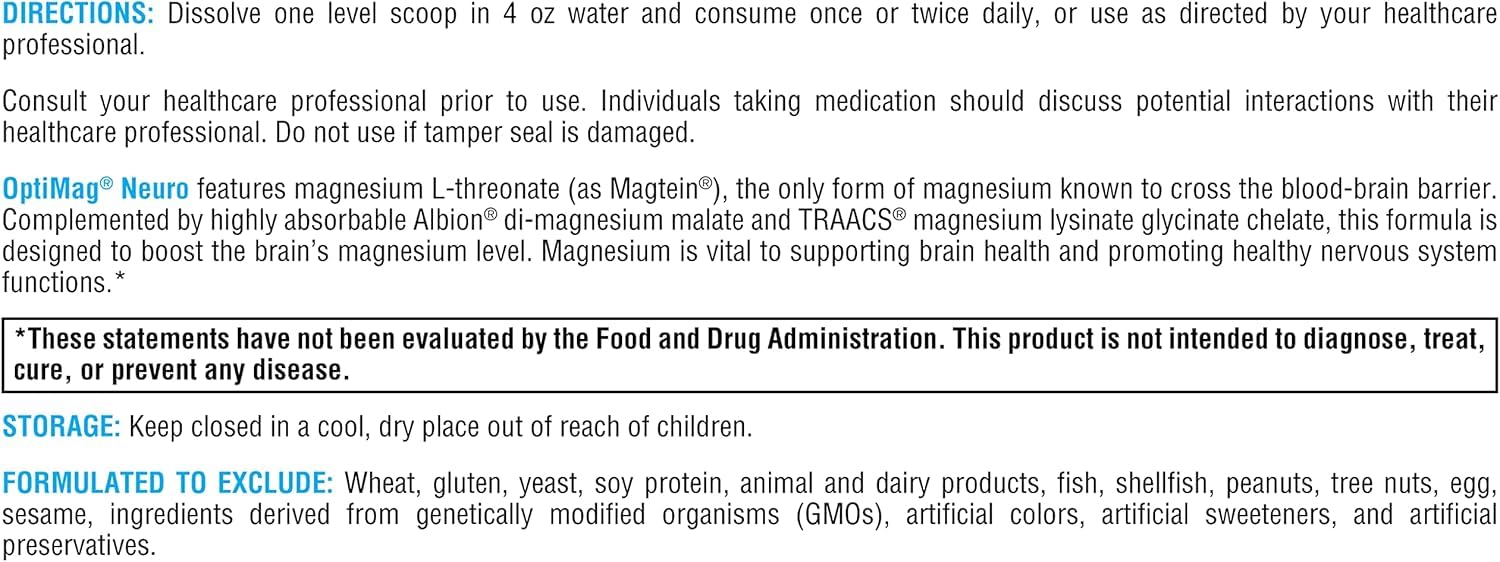 XYMOGEN OptiMag Neuro gluten-free label shown for allergen-conscious consumers.