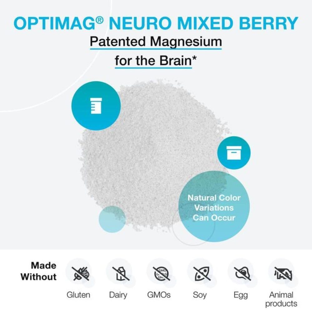 XYMOGEN OptiMag Neuro ingredient panel showing allergen-free formula.