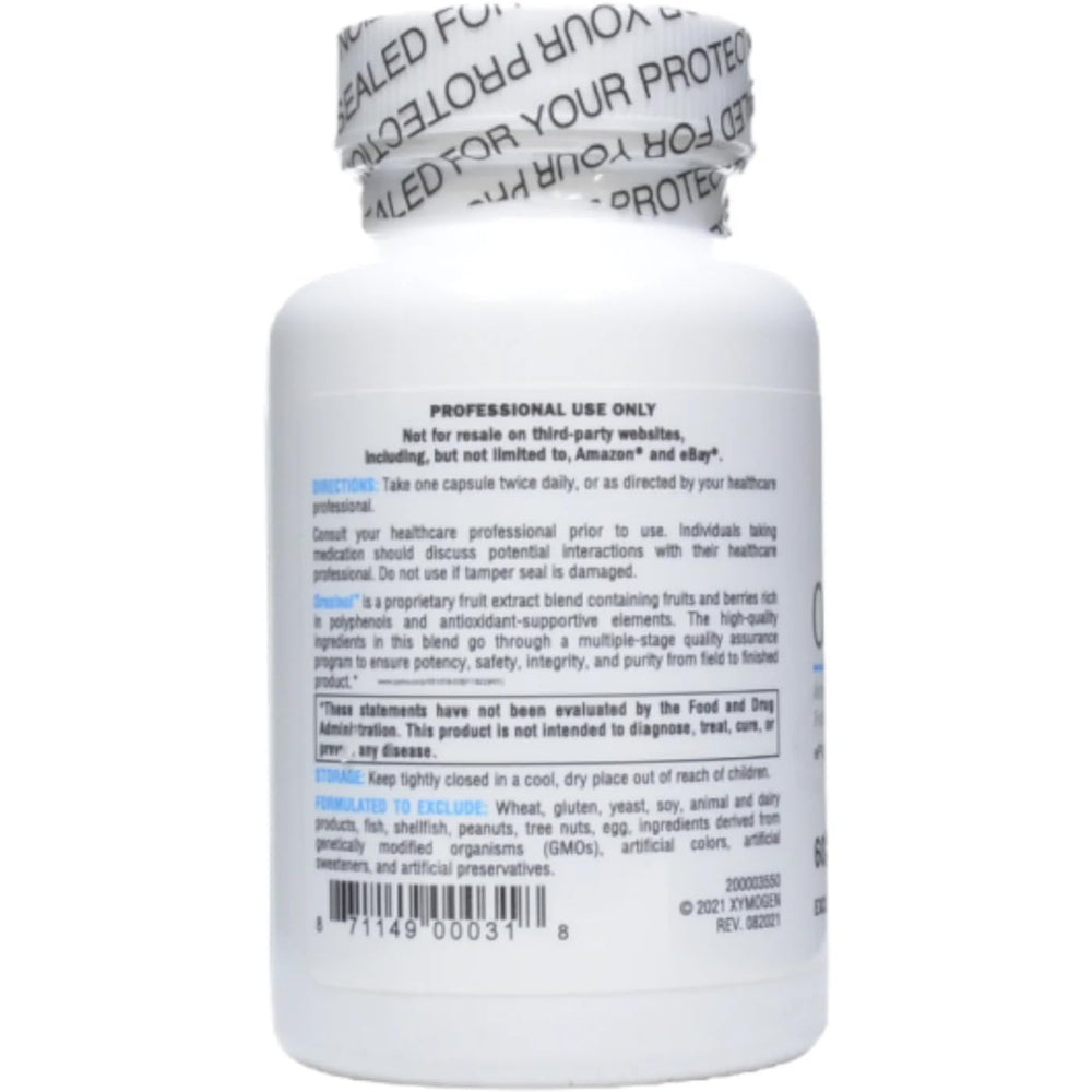 Glass of berry juice evokes Oraxinol's antioxidant-forward image.
