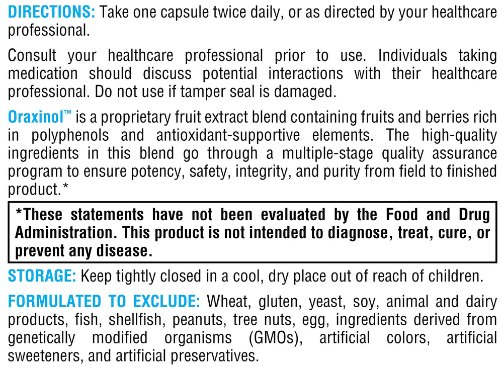 Pomegranate, grape seed, and blueberry imagery suggest polyphenol-rich benefits.