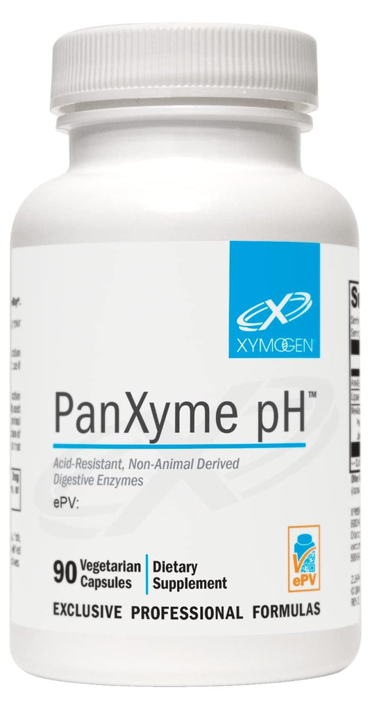 Xymogen PanXyme pH bottle for protein and fat digestion support.