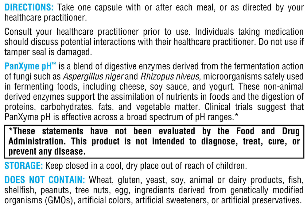 Xymogen PanXyme pH label highlights the enzyme blend for digestion.
