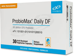 Xymogen ProbioMax Daily 30B bottle with vegetarian capsules for digestive support.