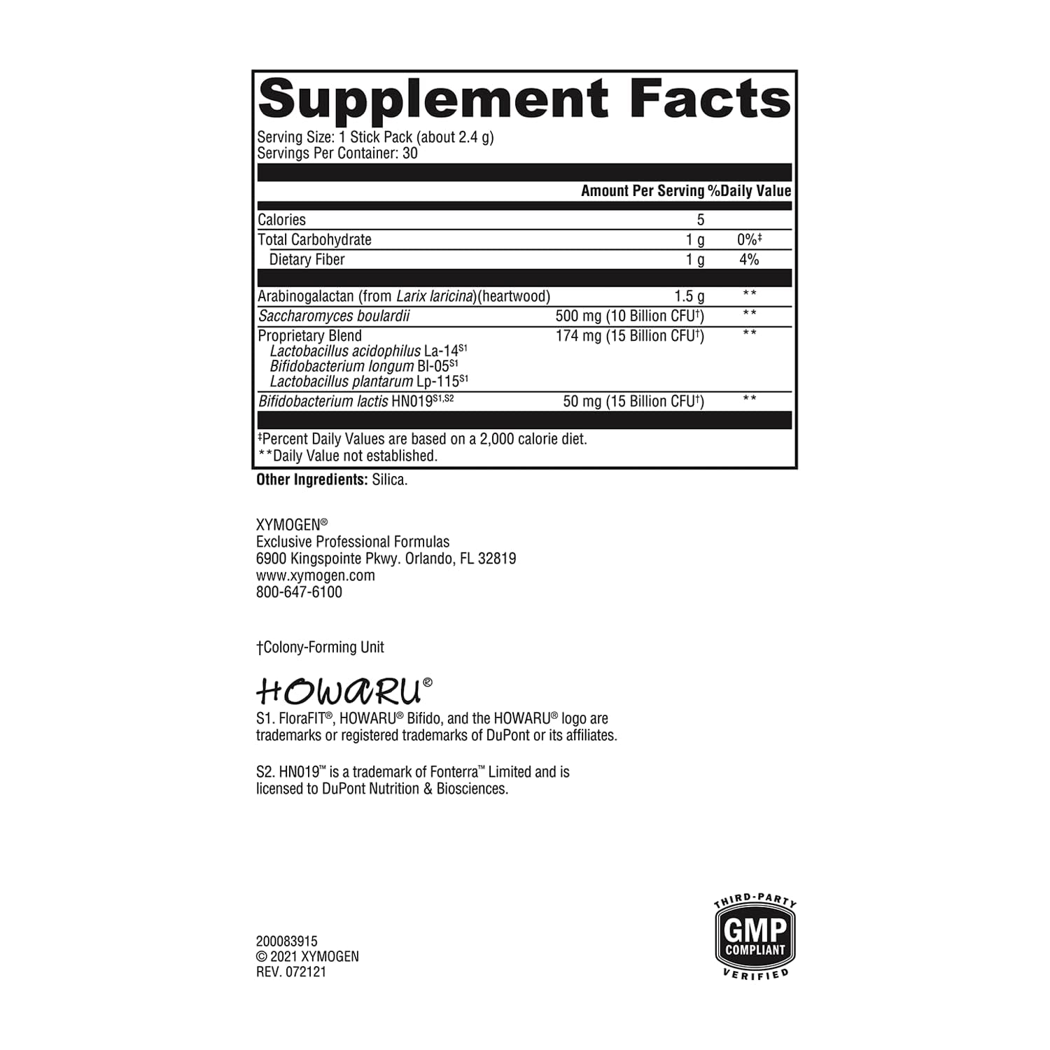 XYMOGEN ProbioMax 40B illustration shows four probiotic strains.