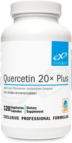 XYMOGEN Quercetin 20x Plus bottle front for daily respiratory support potential.