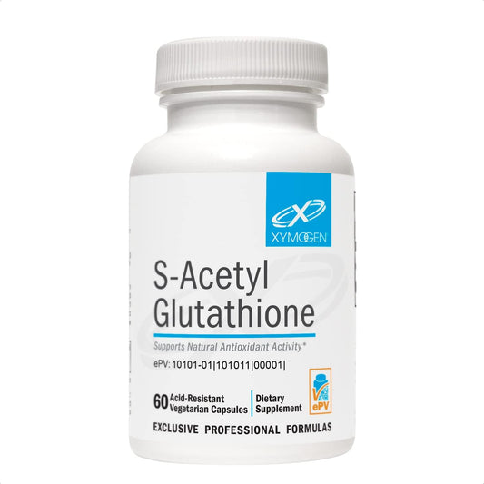 XYMOGEN S Acetyl Glutathione bottle front for everyday antioxidant support.