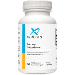 XYMOGEN S Acetyl Glutathione bottle promotes daily antioxidant support.
