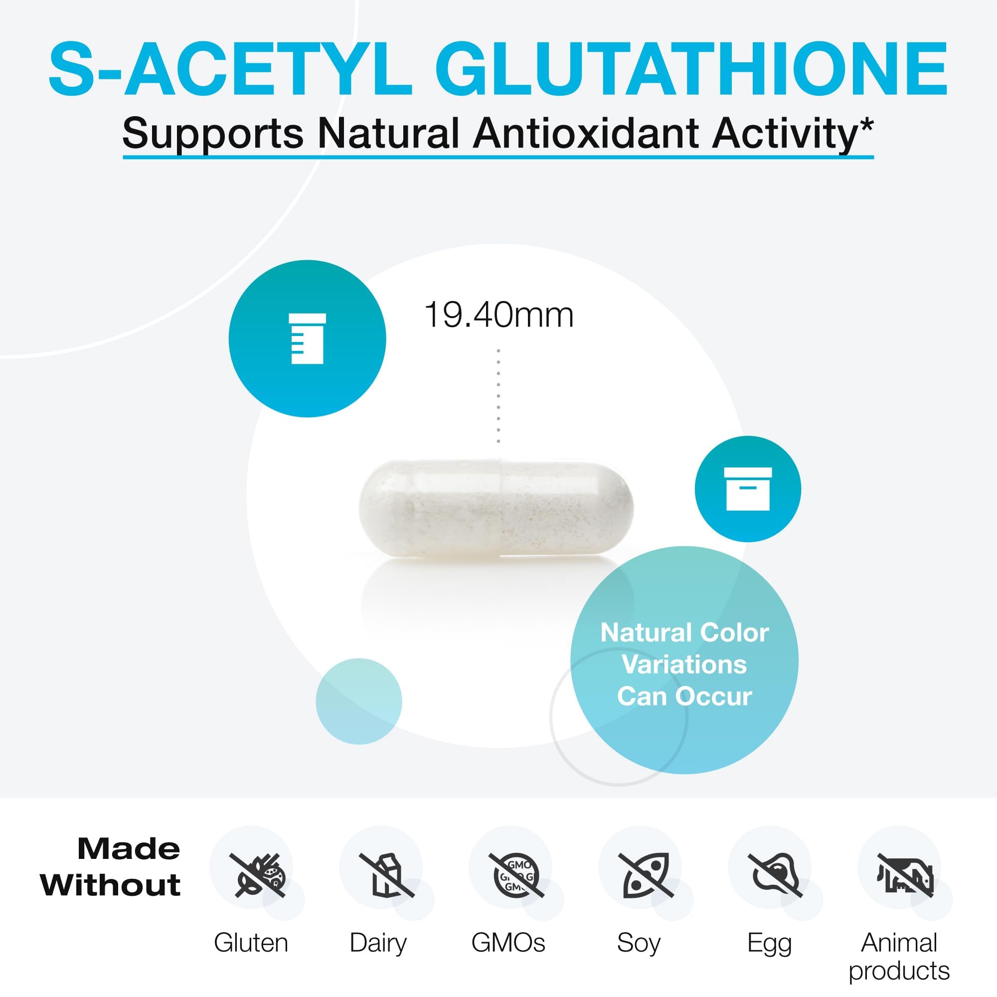 XYMOGEN S Acetyl Glutathione DRcaps capsules highlight stomach acid resistance.