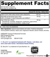 XYMOGEN Saloxicin ingredients label highlighting berry blend for antioxidant support.